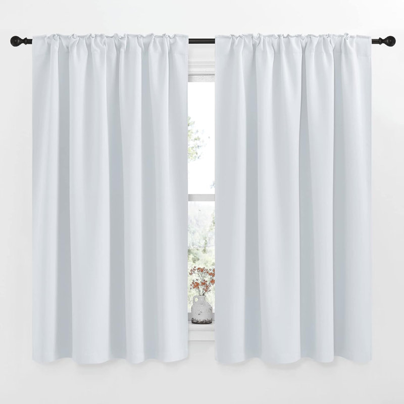 Blackout Curtain Light & Noise Reducing Room Darkening Drapes for Bedroom/Living Room/Kitchen, 2 Pieces, 52" W x 63" L