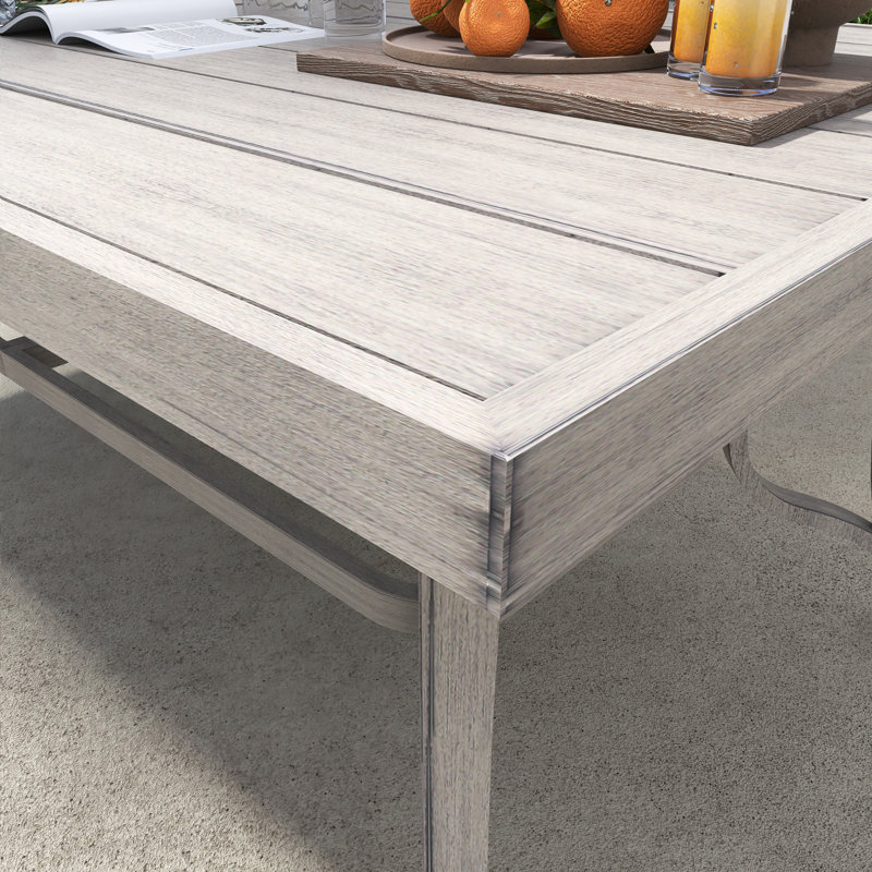 Table de salle à manger rectangulaire en aluminium l 84 po x P 39,4 po avec trou pour parasol