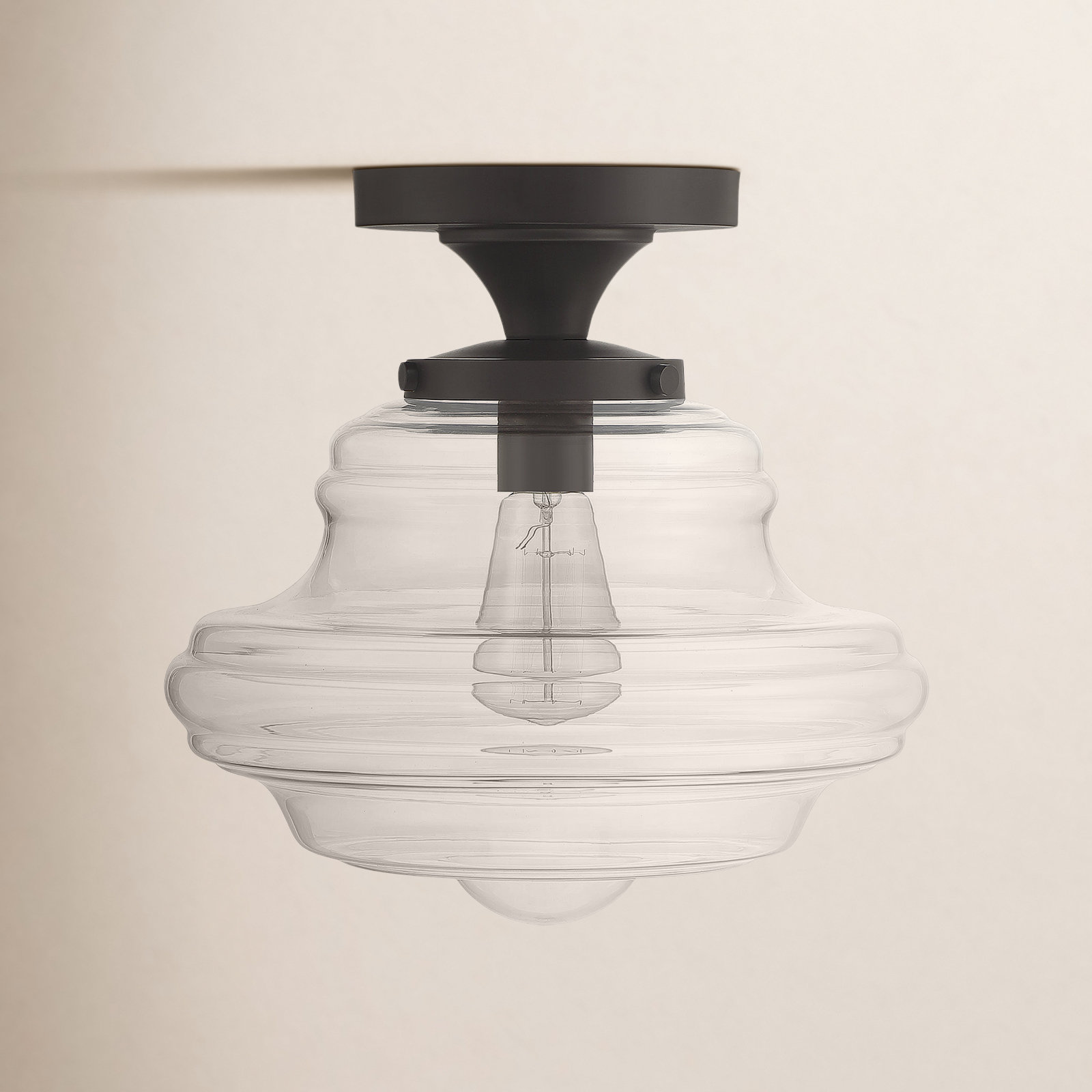 Marah Single Light Glass Semi Flush Mount, Oil Rubbed Bronze