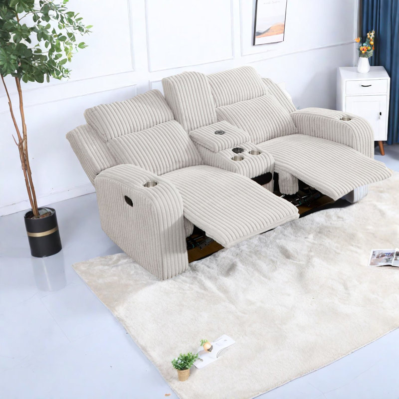 Fauteuils inclinables en velours côtelé de qualité supérieure avec Bluetooth et USB en gris