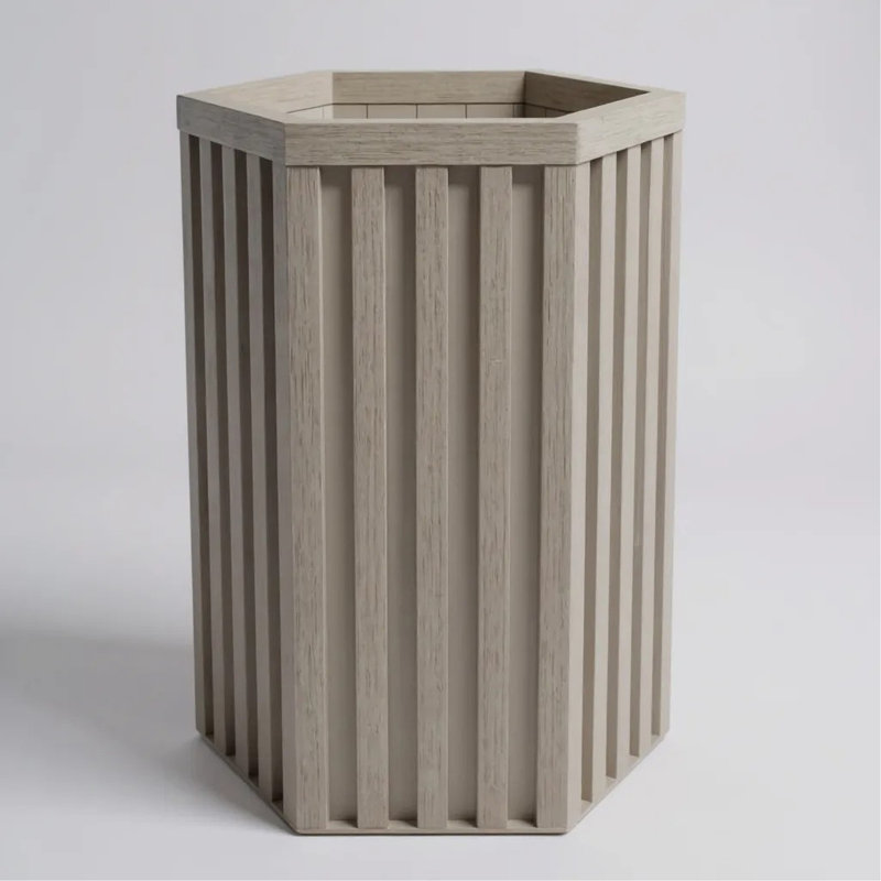 Hexagon Column Planter MD - Grey Brown, Brown Gray, 22.25" H x 13.5" W x 11.75" D