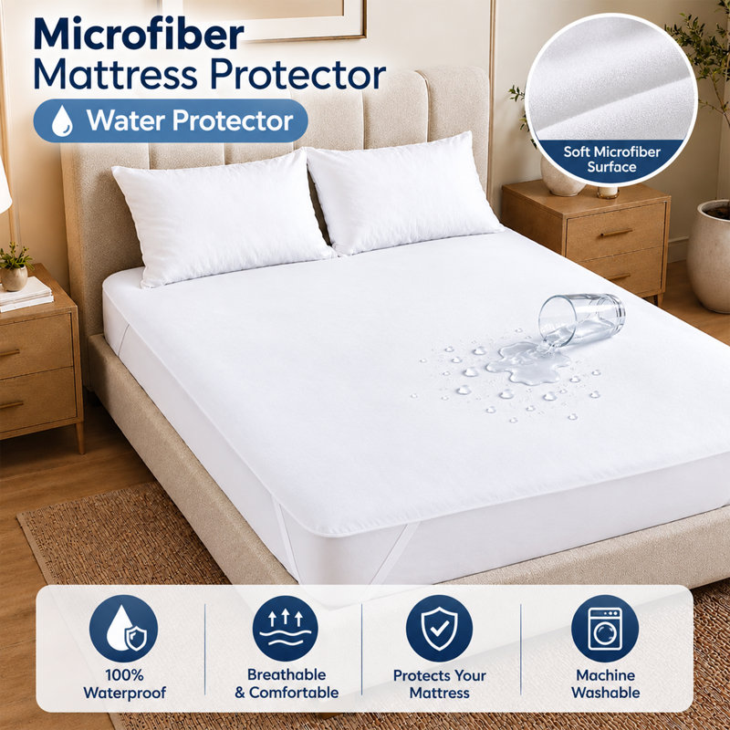 Protège-matelas King imperméable, 4 coins élastiques, blanc, 40 cm (16 po)