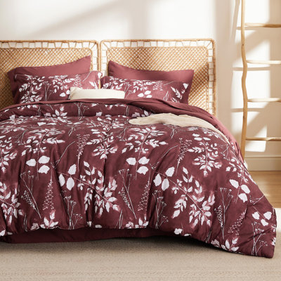 Bedsure Bed in a Bag - Reversible Floral & Plant Pattern Printed with Comforters, Sheets, Pillowcases & Shams, 89GSM