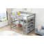 Lit mezzanine double avec tablettes de rangement et bureau sous le lit, gris-652462686-652462683