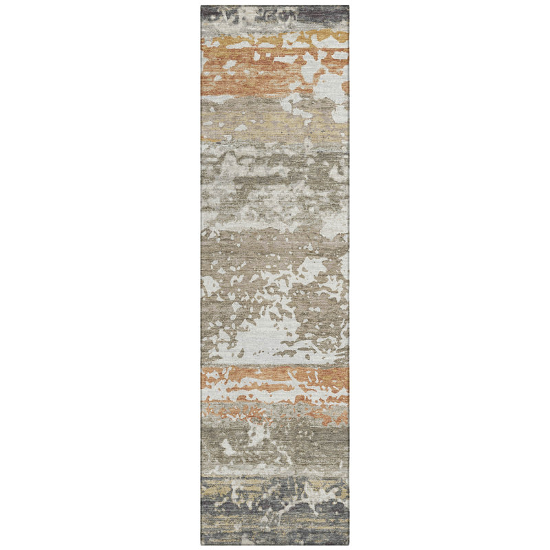 Machine Washable Indoor/Outdoor Lanphear ACN2398 Stripes Rug, Runner 2'3" x 7'6"