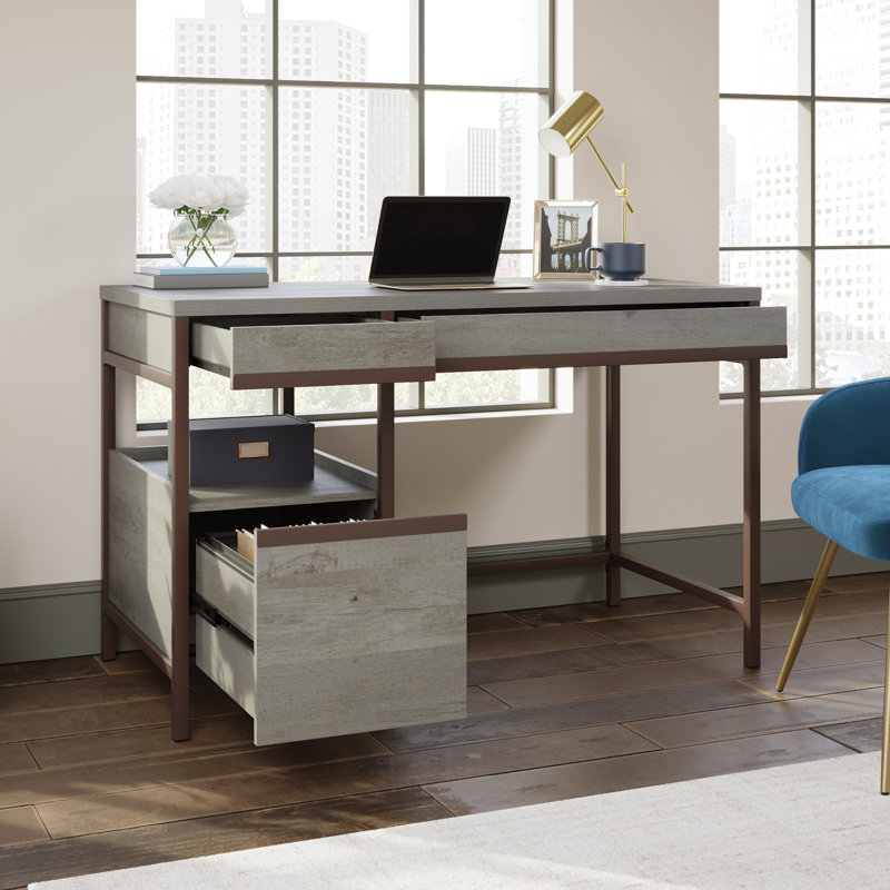 Metal Base Writing Desk, Mystic Oak