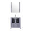 30 po W Meuble-lavabo gris foncé pour salle de bain avec comptoir en céramique blanc 18,25 po, robinet en acier inoxydable et miroir mural à 28 trous avec un trou