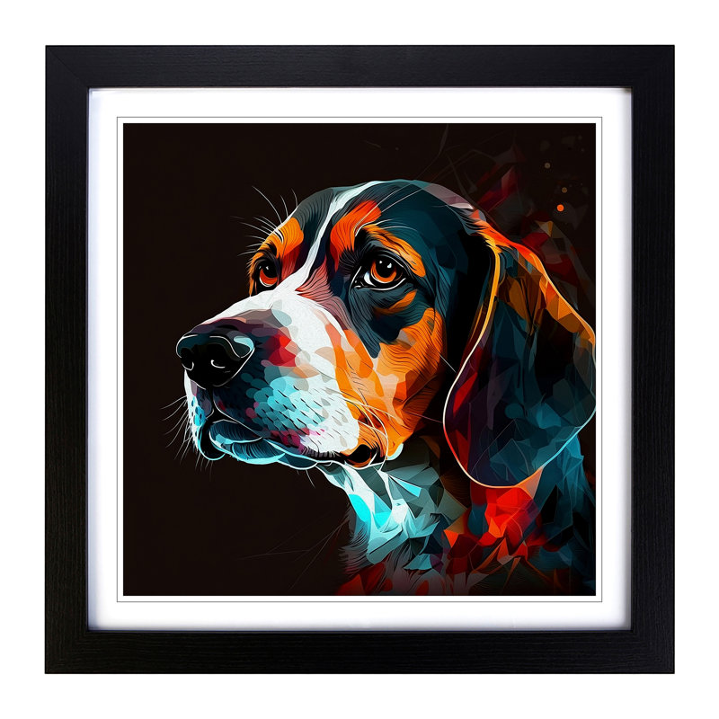 Beagle - Framed Print, Black