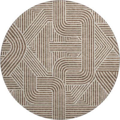 Premium Machine Washable Prisco Brown Rug