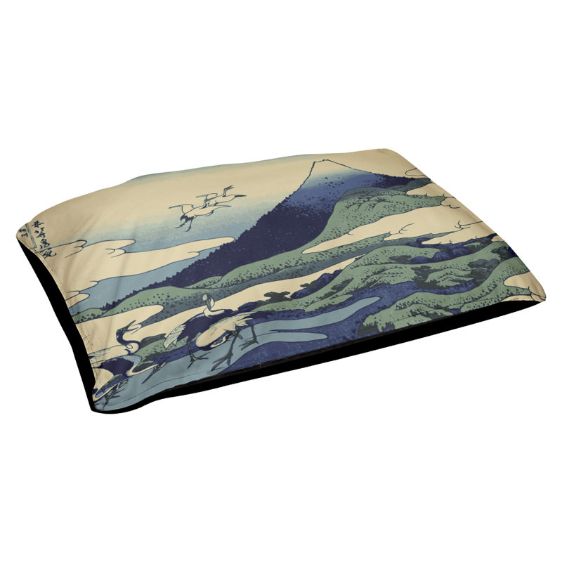 Coussin de concepteur japonais pour grues Burkart, L 42 po x l 52 po, Vert / beige / noir