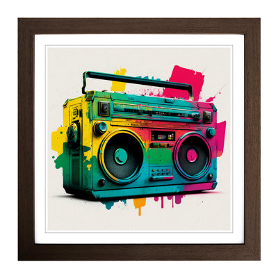 Boombox Color Field Painting - Framed Print