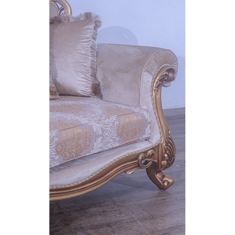 Sofa, Brown Linen Blend, Gold