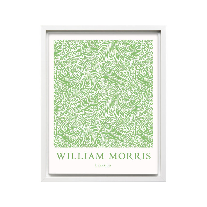 William Morris - Larkspur No8, 11"H x 14"W, Canvas, White Framed