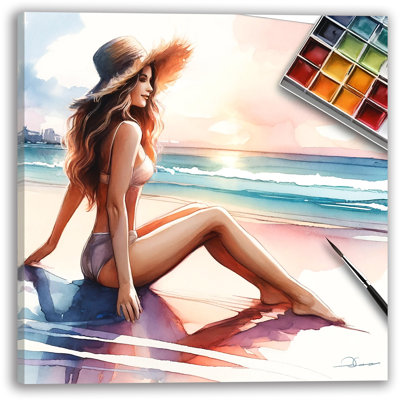 Coucher de soleil sur la plage, art sur toile