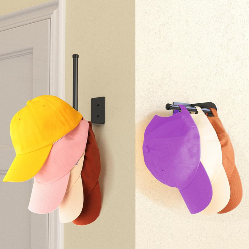 Ensemble de 2 organisateurs de chapeaux - Support à capuchon durable en acier inoxydable pour rangement dans une armoire, une porte ou une chambre à coucher