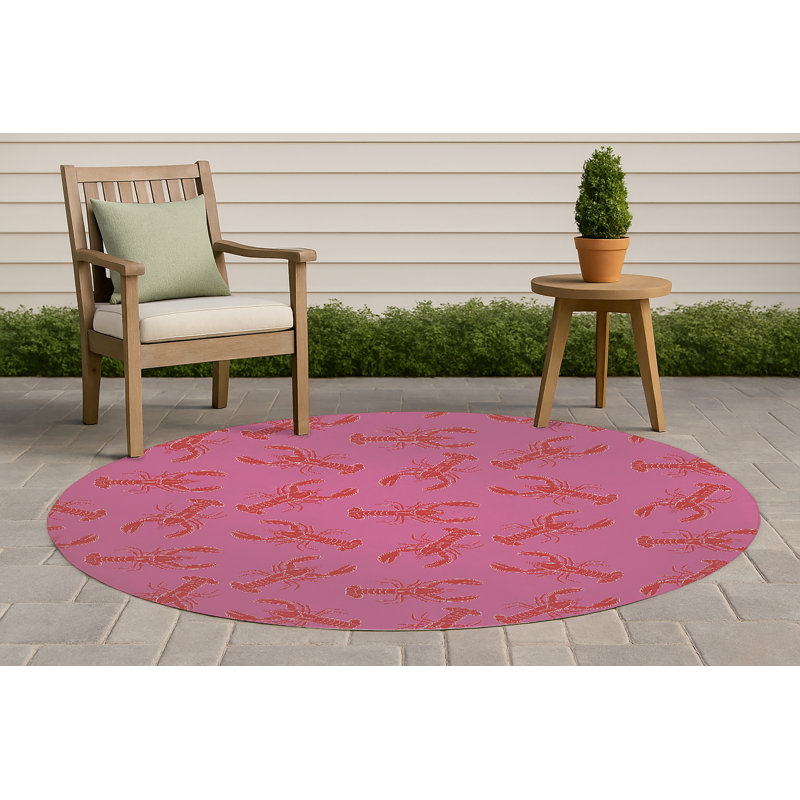 Tapis d'extérieur décoratif homard, Rose, Round 5'