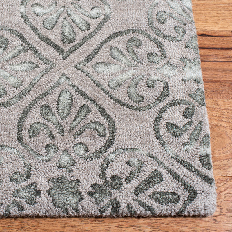 Oakton Hand Tufted Wool Floral Rug, Round 7'