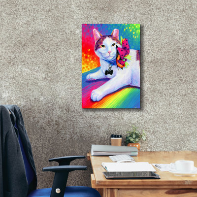 'Rainbow Cat' by Rebecca Wang Art Canvas Wall Art
