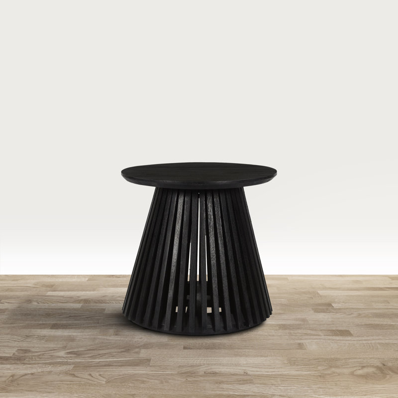 20 Inch Handcrafted Mango Solid Wood Round End Side Table