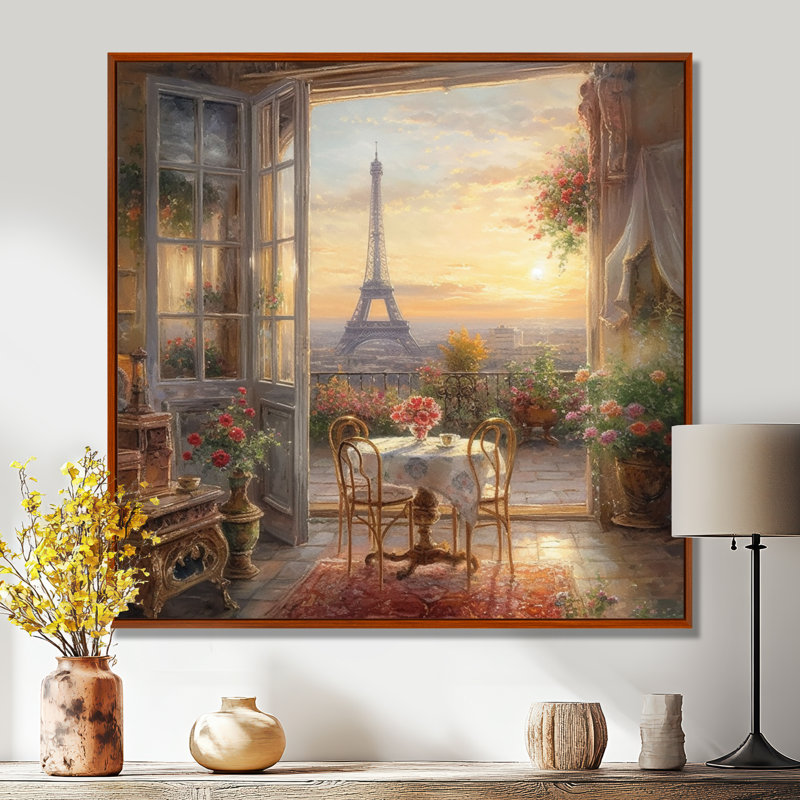 «Beautiful Eiffel Tower In Paris II», reproduction d'art sur toile encadrée Paris, H 16 po x l 16 po, Brun