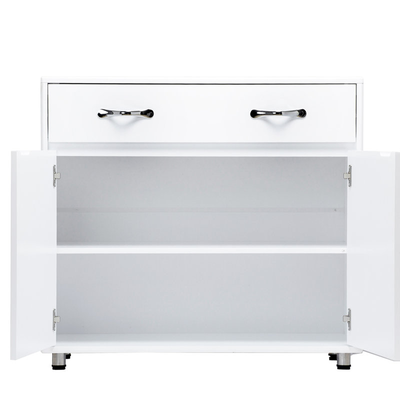 Table d'appoint à deux portes - blanc: armoire de rangement pour différents espaces. Peinture supérieure et E1. Conception simple mais attrayante. Assemblage requis avec les instructions. Pieds sécuritaires. Bord arrondi et coin lisse