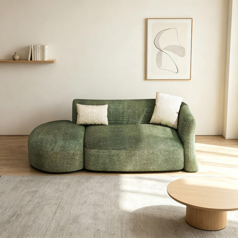 Chaise longue d'intérieur simple et décontractée, Left Hand Facing, Green