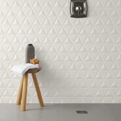 Overlay Triangle 11.02 In. X 12.55 In. Glossy Ceramic Mosaic Wall Tile (11 Sq. Ft. / Case)