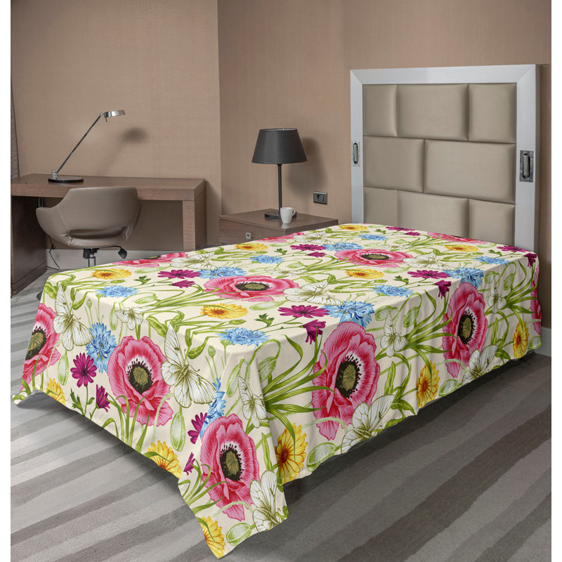 Drap plat Ambesonne Spring, Drap plat pour lit simple