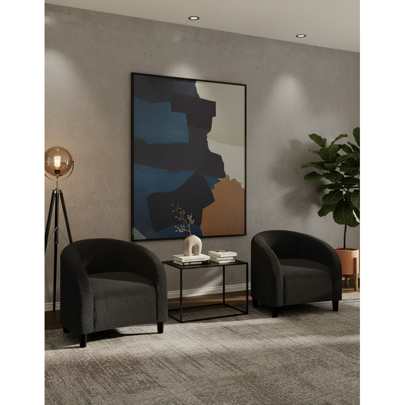 Chaises demi-tonneau en velours avec coussin moelleux, Velours gris foncé
