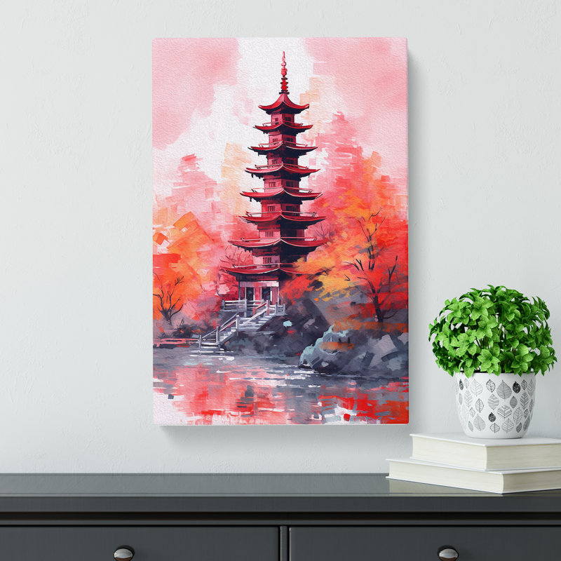 Pagoda Gestural - Wrapped Canvas, 76cm H x 50cm W x 3cm D