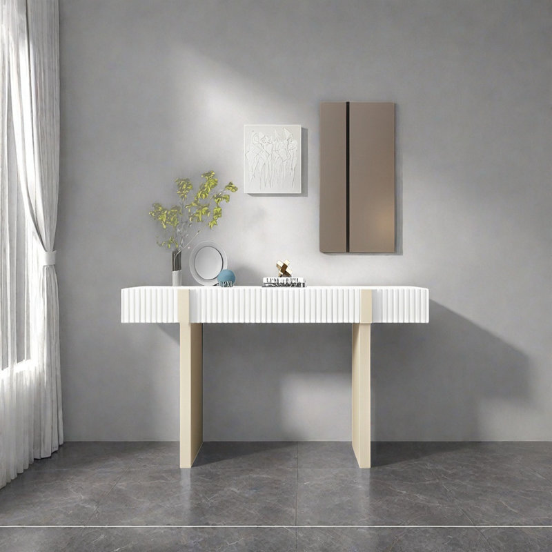 Console Modern Minimalist Art, H 35,43 po x l 47,24 po x P 15,75 po, Blanc, Blanc