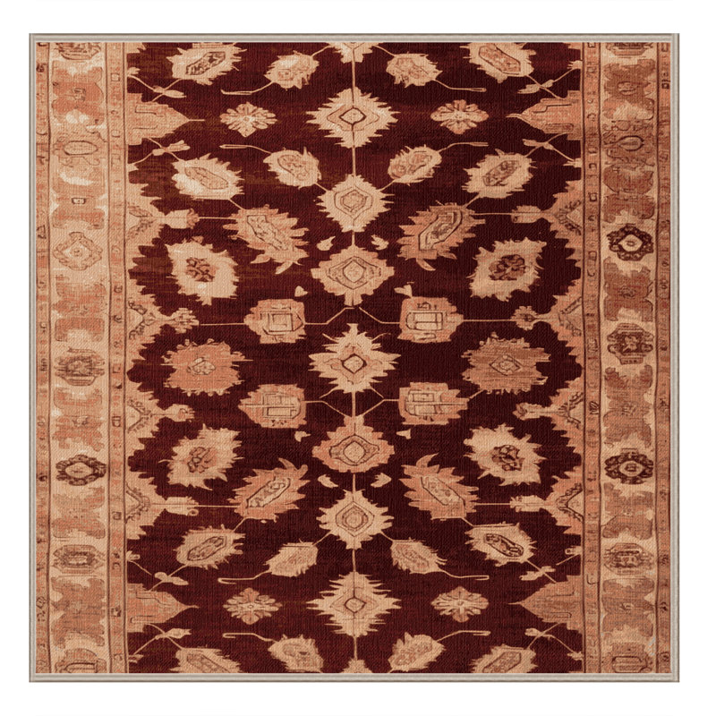 Machine Washable Overdyed Brown Area Rug, Square 6'