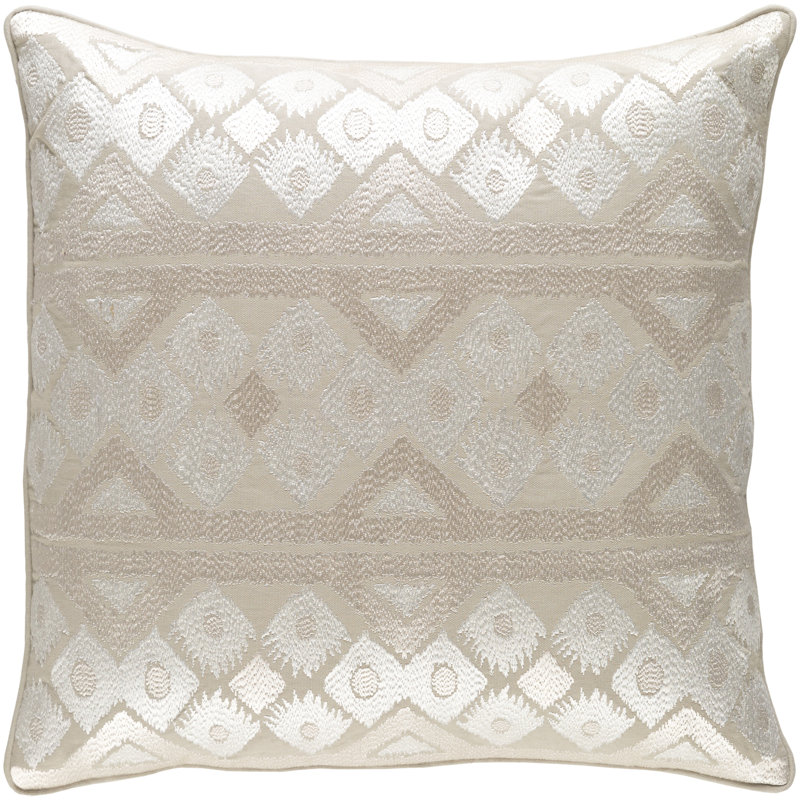 Morowa Geometric Cotton Throw Pillow, Light Brown, 20" x 20", Pillow Cover Only