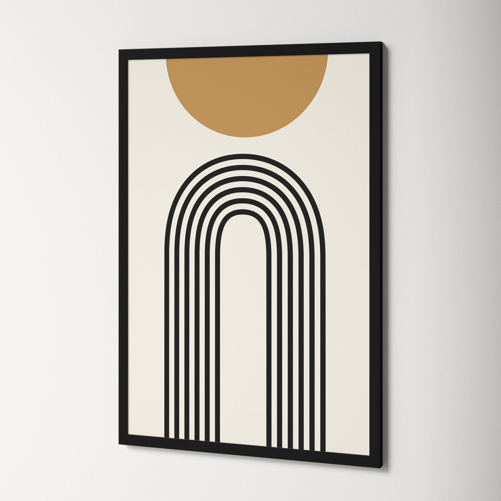 Retro Mountain Sunrise Print, 34.25" H x 23.25" W x 0.88" D, Black