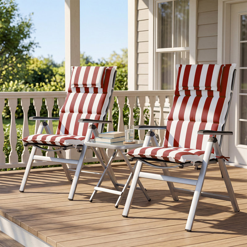  Ensemble de coussins de chaise de patio à haut dossier de 2, 47 x 21 x 2,4 po, Rouge