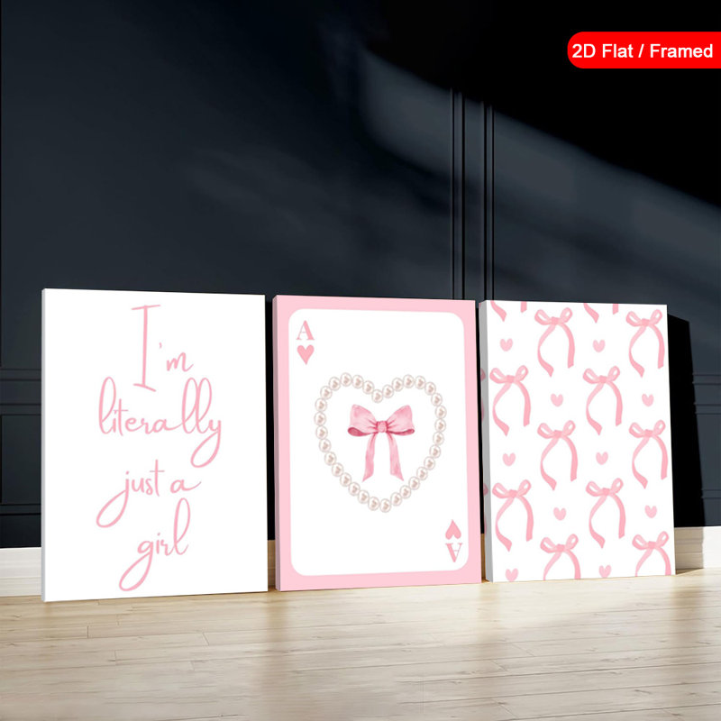 Impression sur toile rose 3 pièces pour une décoration intérieure douce, 16 * 12 pouces 3 pièces