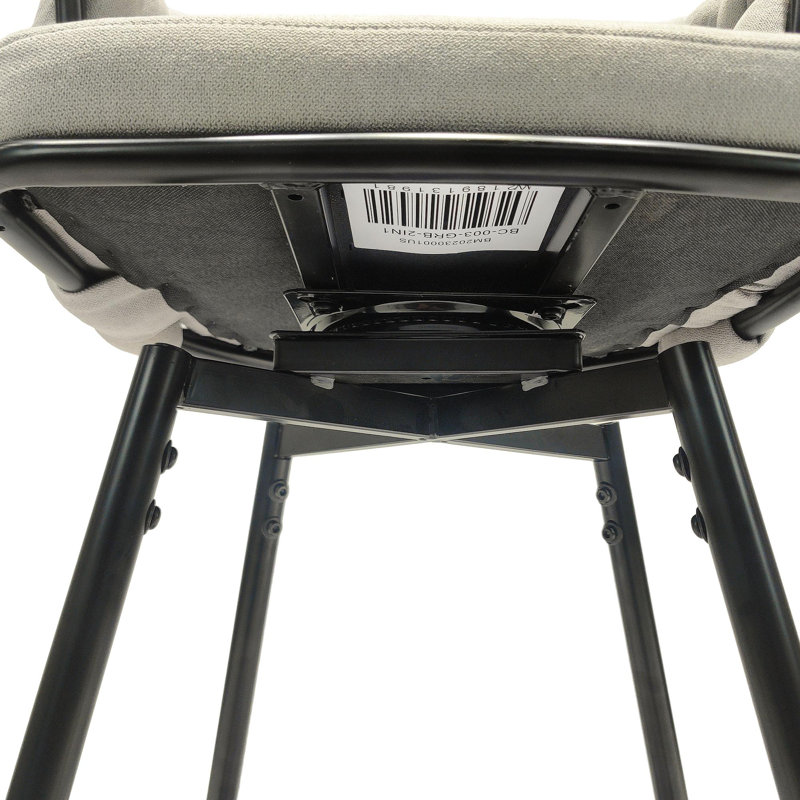 Ensemble de tabourets de bar 28 po en lin tissé 28 po, tabourets à pieds noirs sans îlot de cuisine réglable, 360 tabourets de bar pivotants, tabouret de bar avec repose-pieds et dossier (gris)