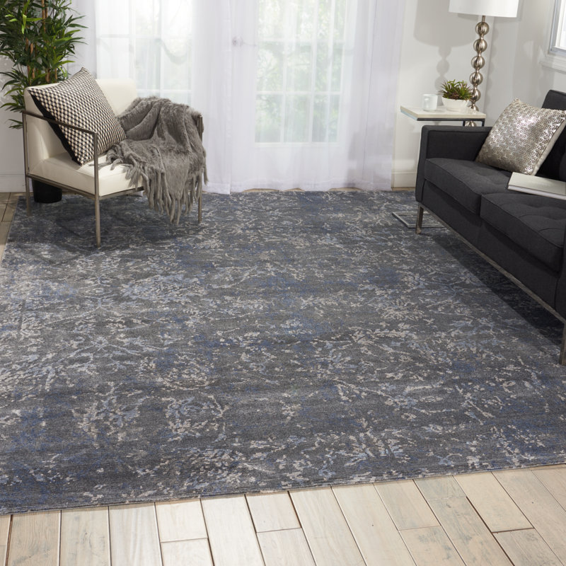 Tapis charbon noué à la main Culbreth, Rectangle 7 pi 9 po x 9 pi 9 po
