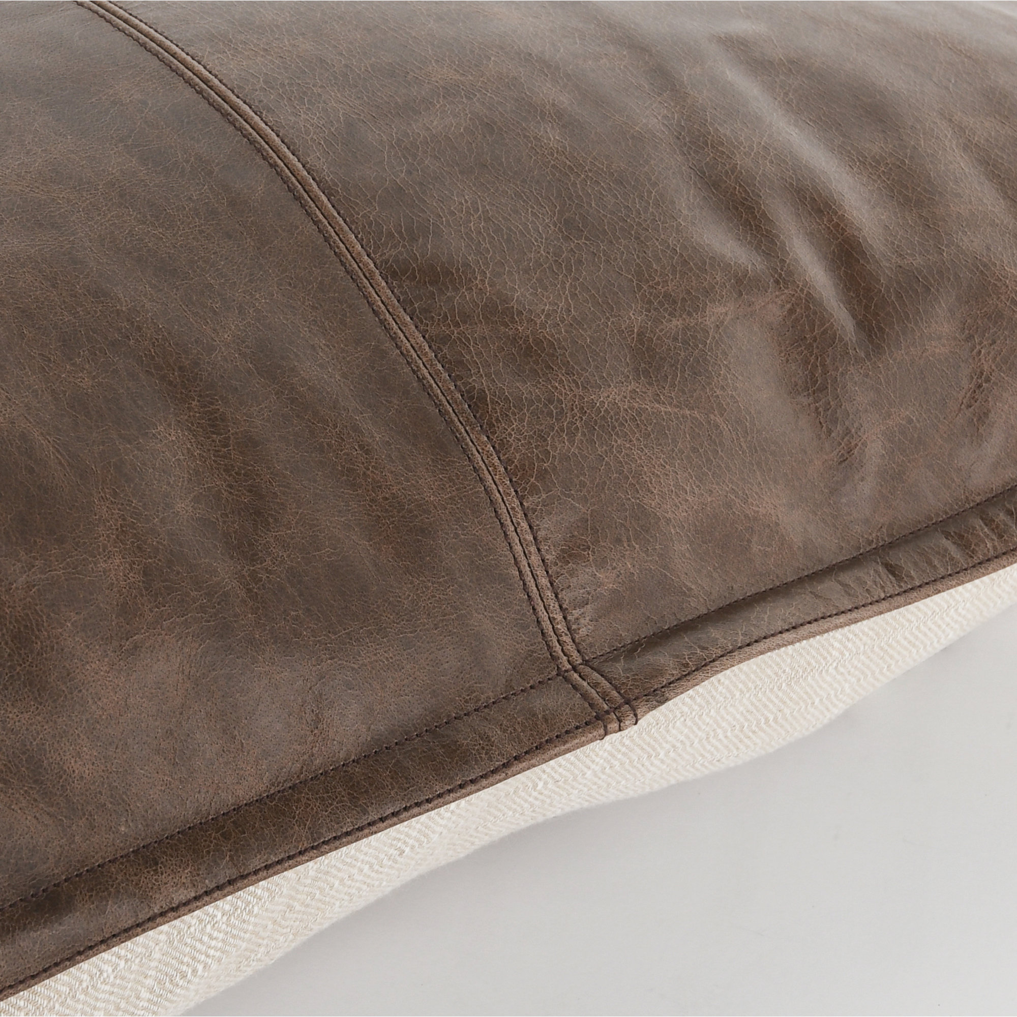 Cutler Leather Accent Pillow, Chocolate Brown, Rectangular, 14" x 26"