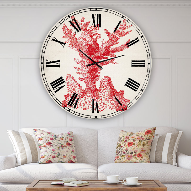 Coral 1 - Horloge murale nautique et côtière surdimensionnée, Moyen, Rose