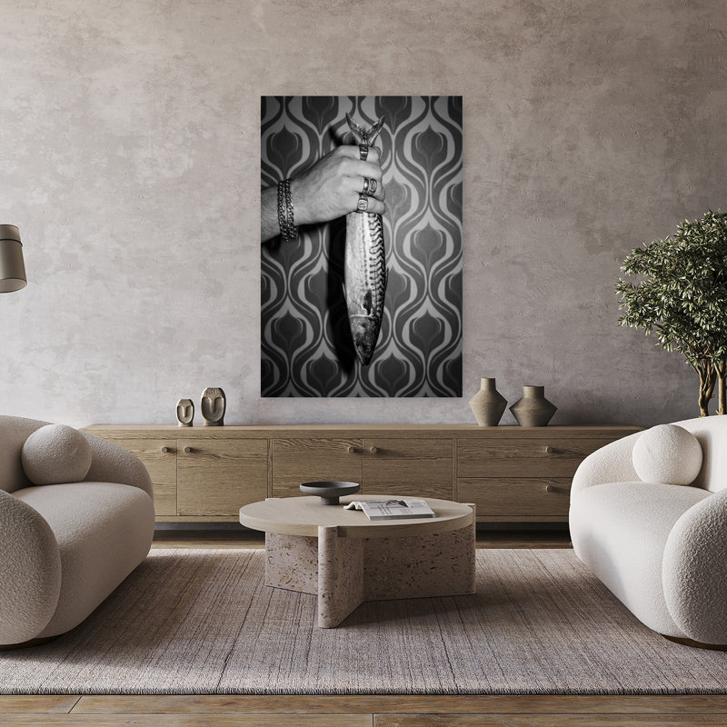 Art mural rétro élégant avec maquereau rétro, H 48 po x l 32 po
