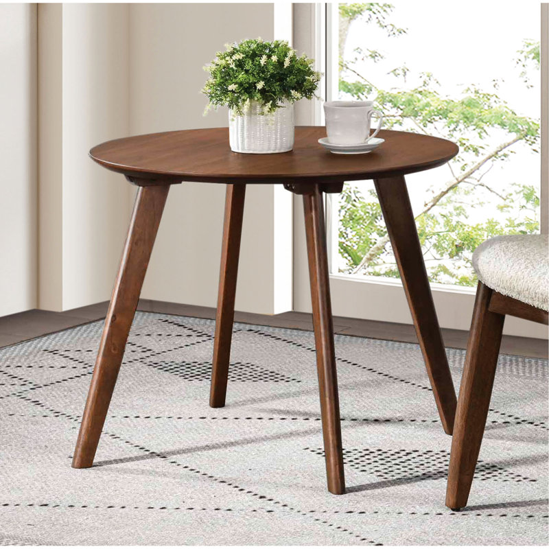 Table d'appoint ronde en noyer de style Mid-Century, base en bois d'ingénierie, bords pleins, H 19,5 po x P 19,5 po x H 19,5 po