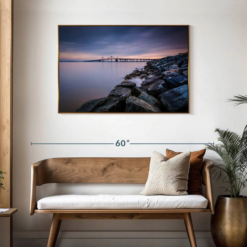 Soirée Chesapeake Bay Bridge, Cadre flottant doré, 43 po x 29 po