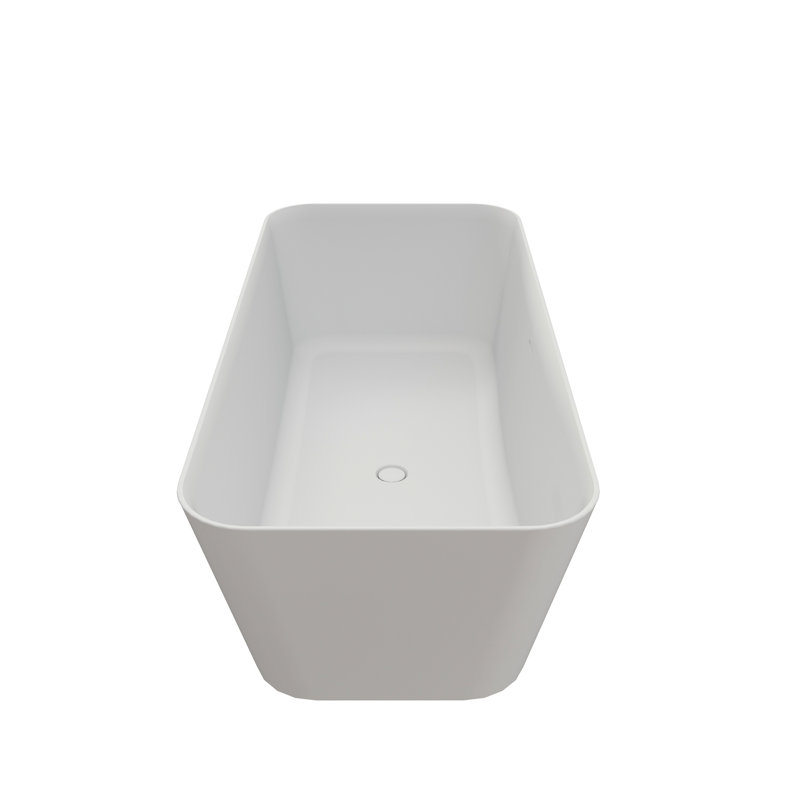 67 Inch Freestanding Solid Surface Soaking Tub - Deep Soak, Matte Finish, Slip , Advanced Insulation, Stone Resin, Seamless One Piece, Skin , Single Artificial White , Cover