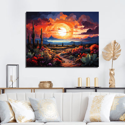 «Western Desert Serenade Pointillism Landscape II», reproduction d'art sur toile
