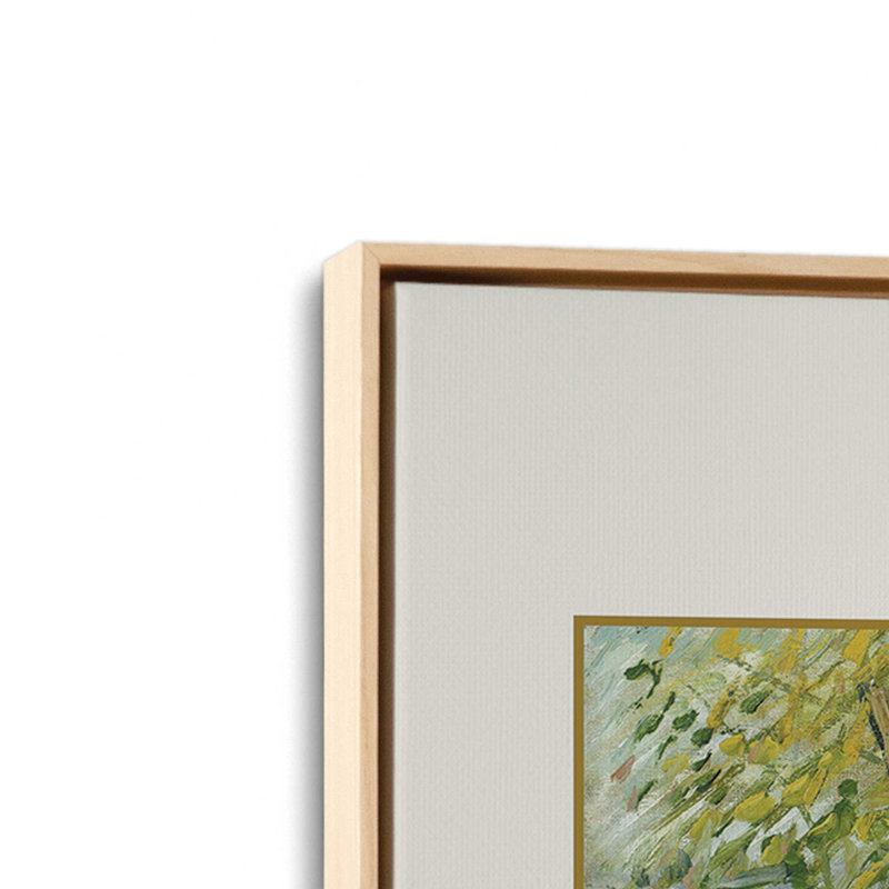 Van Gogh's River Bank au printemps v3, Cadre américain en érable flottant, H 18,75 po x l 12,75 po