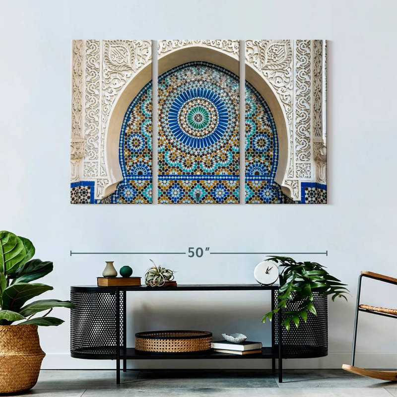 Ensemble de 3 carreaux marocains sur toile, H 50 po x l 32 po x P 1,25 po