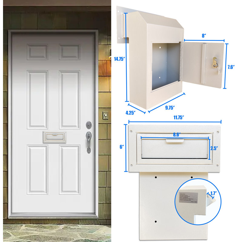 White Heavy Duty Lockable Steel Door Drop Box