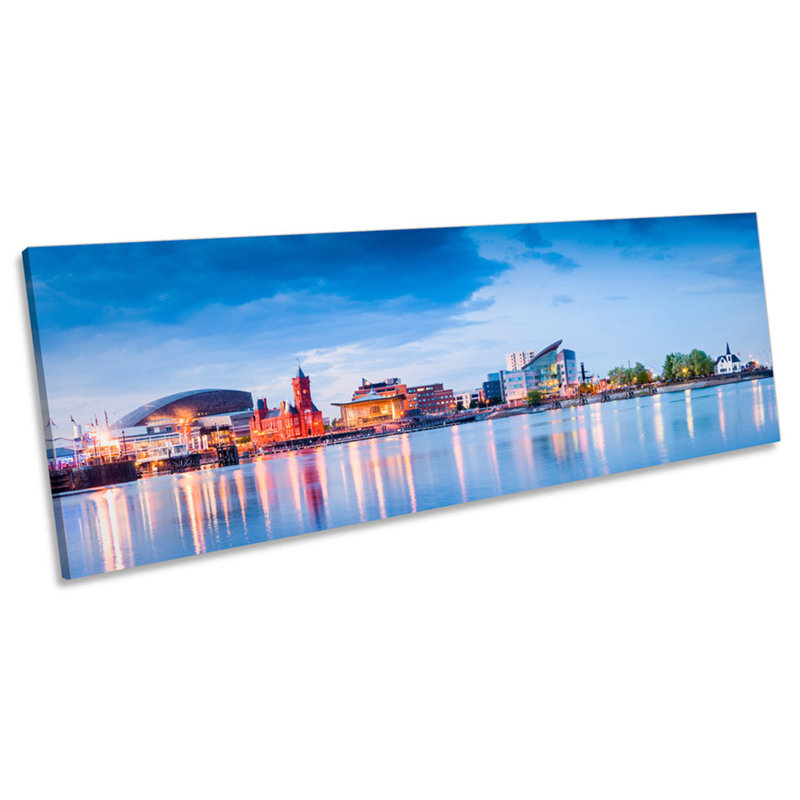 Cardiff Bay Wales - Wrapped Canvas Panoramic Print, 30.48cm H x 91.44cm W x 2cm D