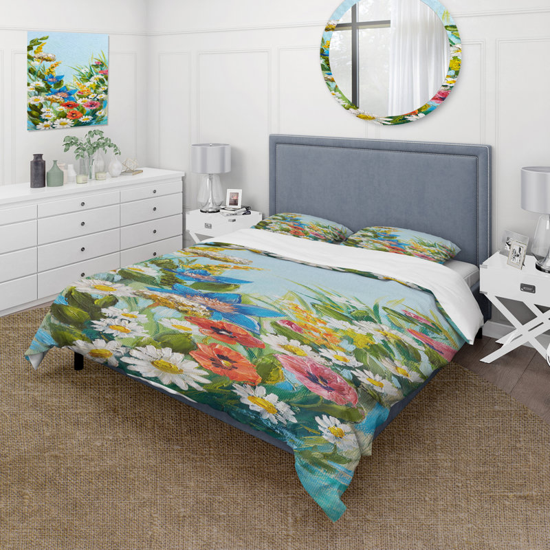 Still Life Of Colorful Wildflowers I - Ensemble de housse de couette traditionnel - Microfibre de polyester